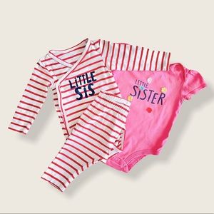Bundle of three Baby Clothes for Little Sister, 4-9M